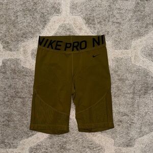 Nike Olive Compression Shorts with Black Waistband